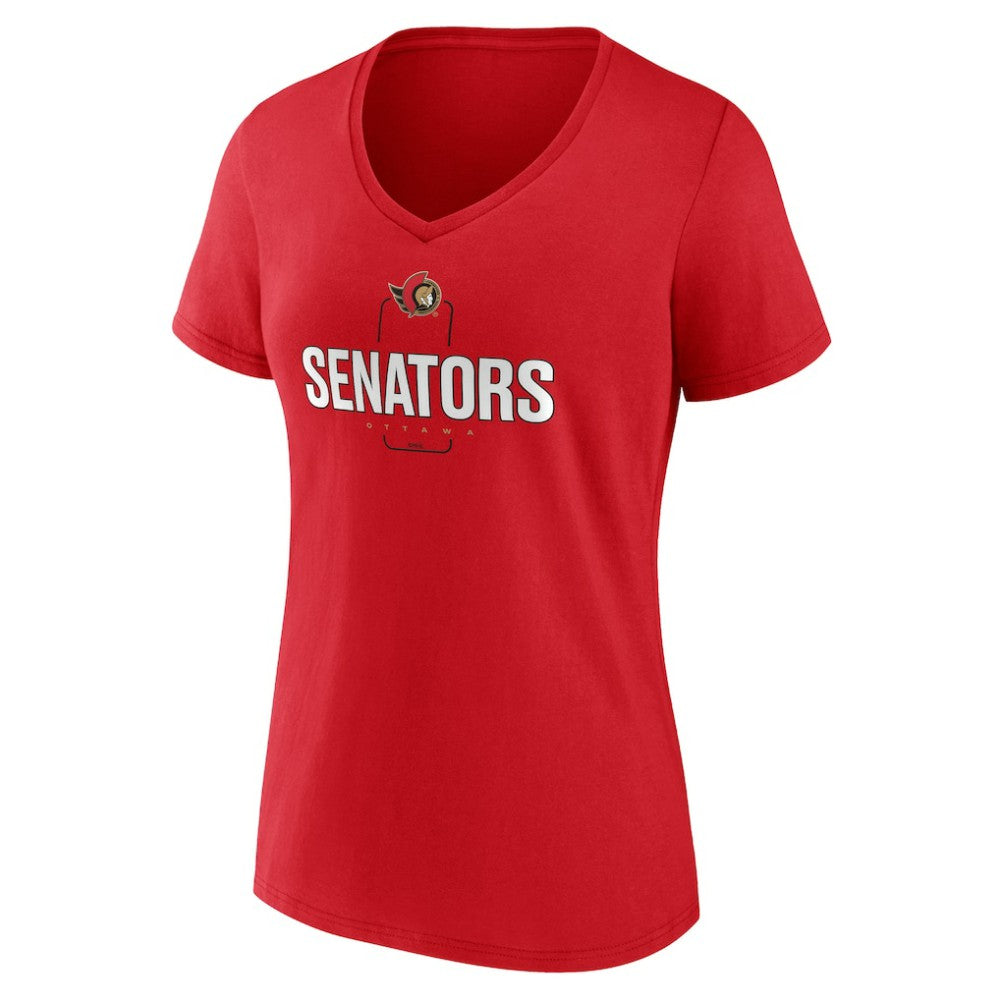 Ottawa Senators Women's Personalized Name & Number Midfielder V-Neck T-Shirt - Red | NHL Lifestyle