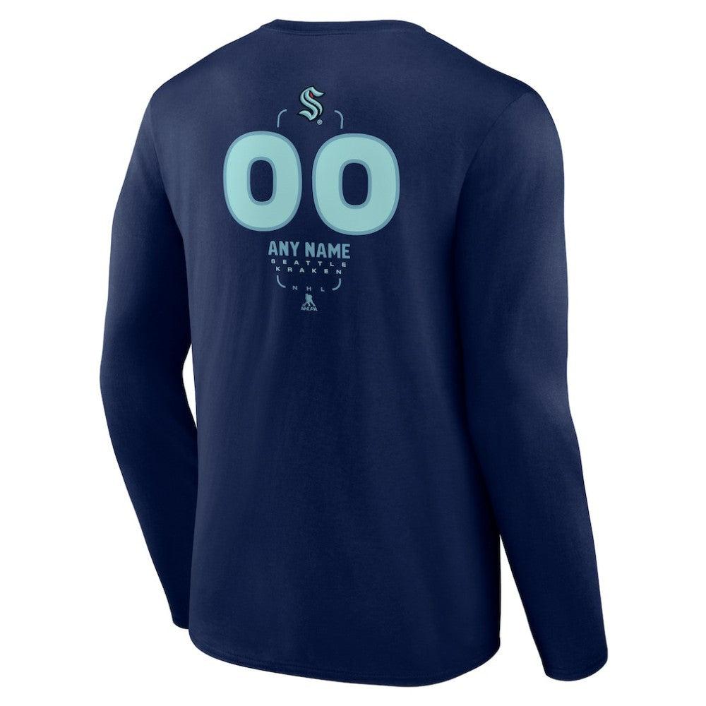 Seattle Kraken Personalized Name & Number Midfielder Long Sleeve T-Shirt - Deep Sea Blue | NHL discount