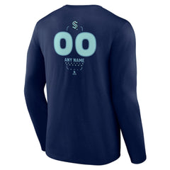Seattle Kraken Personalized Name & Number Midfielder Long Sleeve T-Shirt - Deep Sea Blue | NHL discount