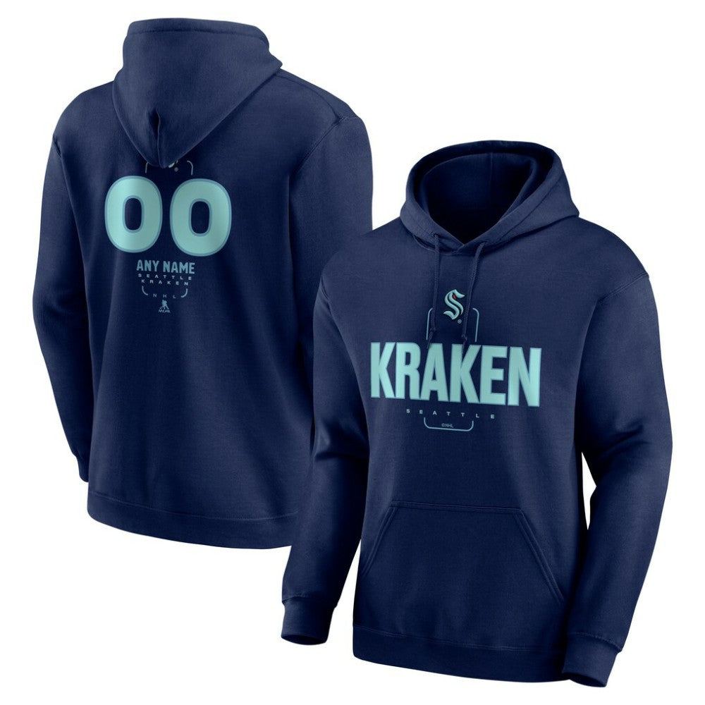 Seattle Kraken Personalized Name & Number Midfielder Pullover Hoodie - Deep Sea Blue | NHL near me