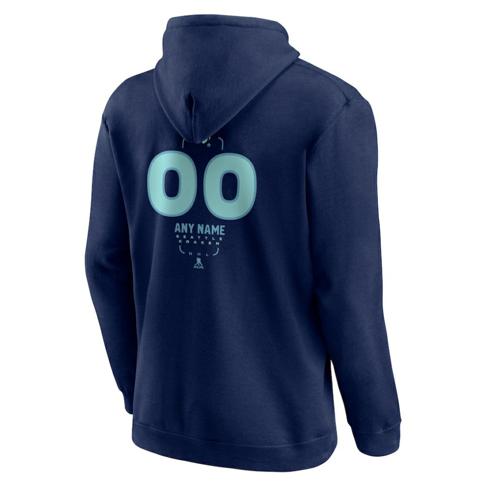 Seattle Kraken Personalized Name & Number Midfielder Pullover Hoodie - Deep Sea Blue | NHL near me