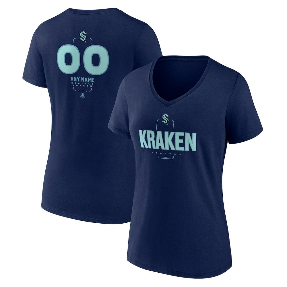 Seattle Kraken Women's Personalized Name & Number Midfielder V-Neck T-Shirt - Deep Sea Blue | NHL on sale