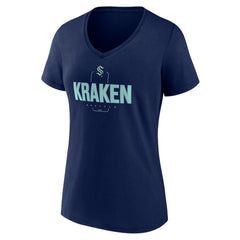 Seattle Kraken Women's Personalized Name & Number Midfielder V-Neck T-Shirt - Deep Sea Blue | NHL on sale