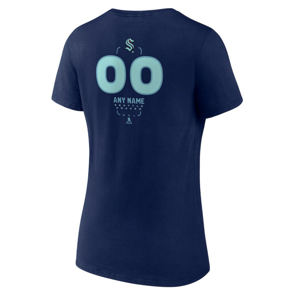 Seattle Kraken Women's Personalized Name & Number Midfielder V-Neck T-Shirt - Deep Sea Blue | NHL on sale