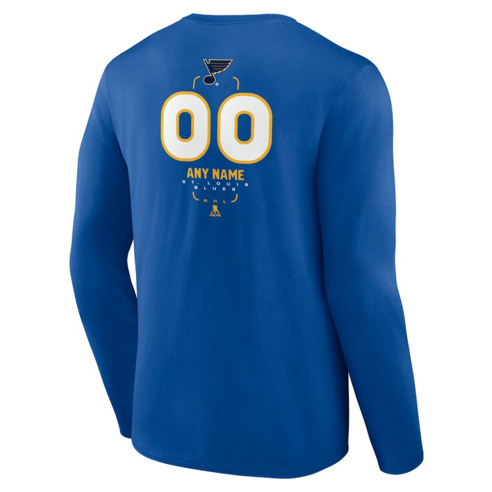 St. Louis Blues Personalized Name & Number Midfielder Long Sleeve T-Shirt - Blue | NHL sale