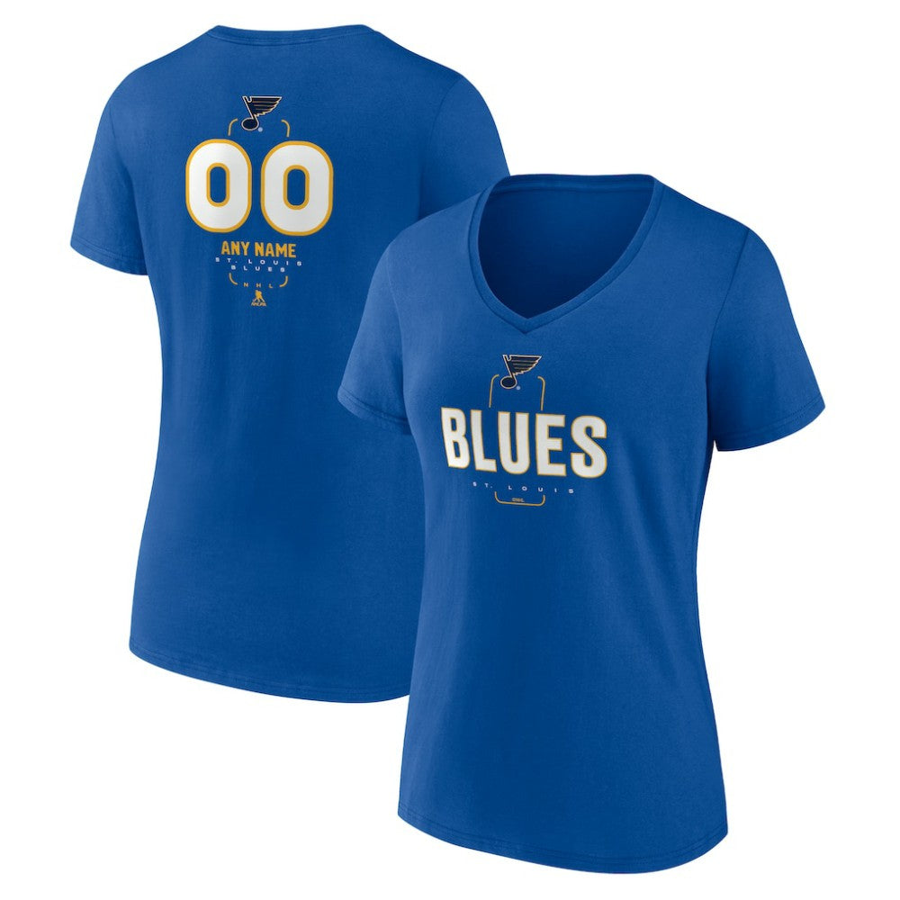 St. Louis Blues Women's Personalized Name & Number Midfielder V-Neck T-Shirt - Blue | NHL sale