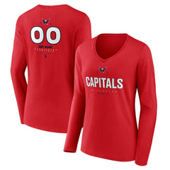 Washington Capitals Women's Personalized Name & Number Midfielder Long Sleeve V-Neck T-Shirt - Red | NHL online