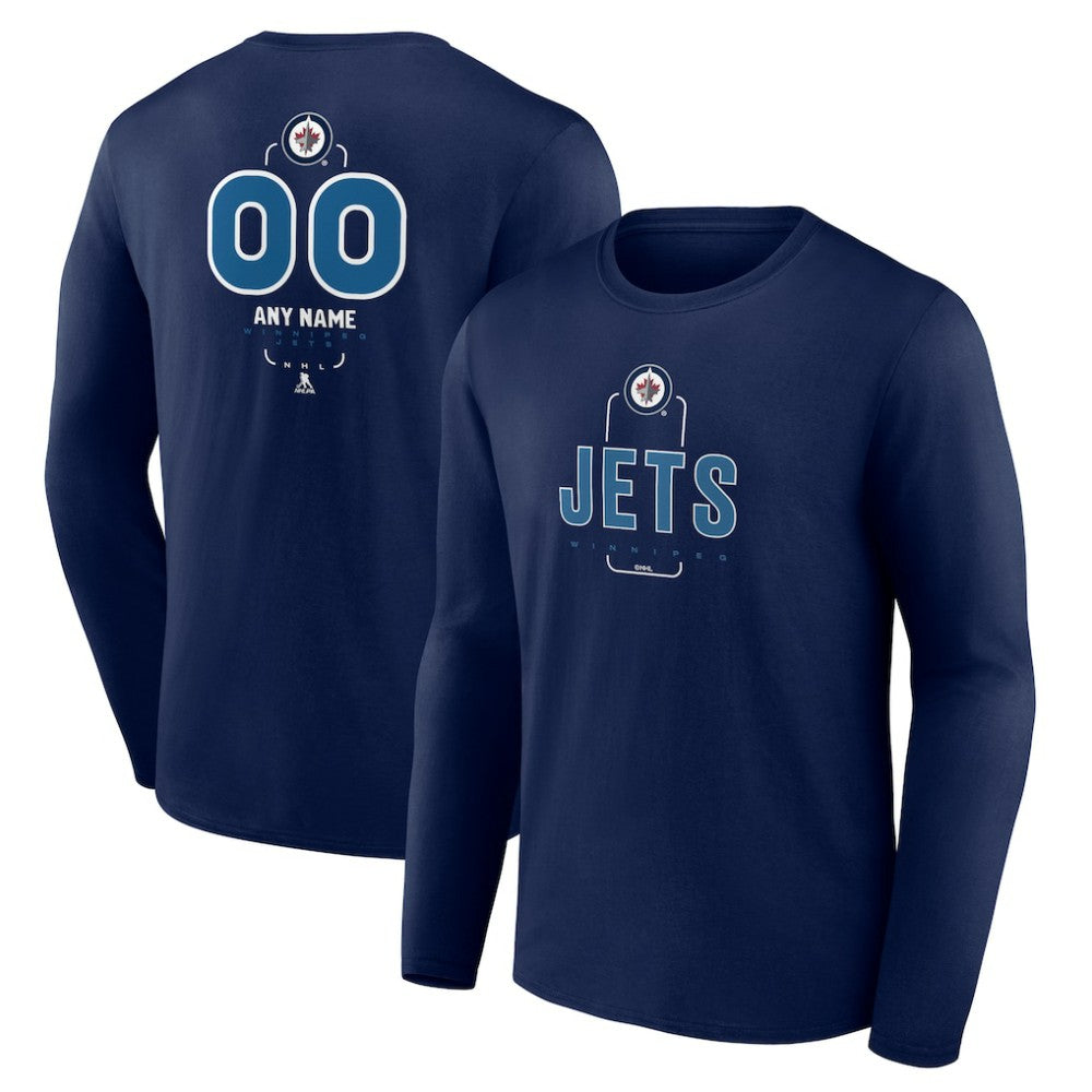 Winnipeg Jets Personalized Name & Number Midfielder Long Sleeve T-Shirt - Navy | NHL sale