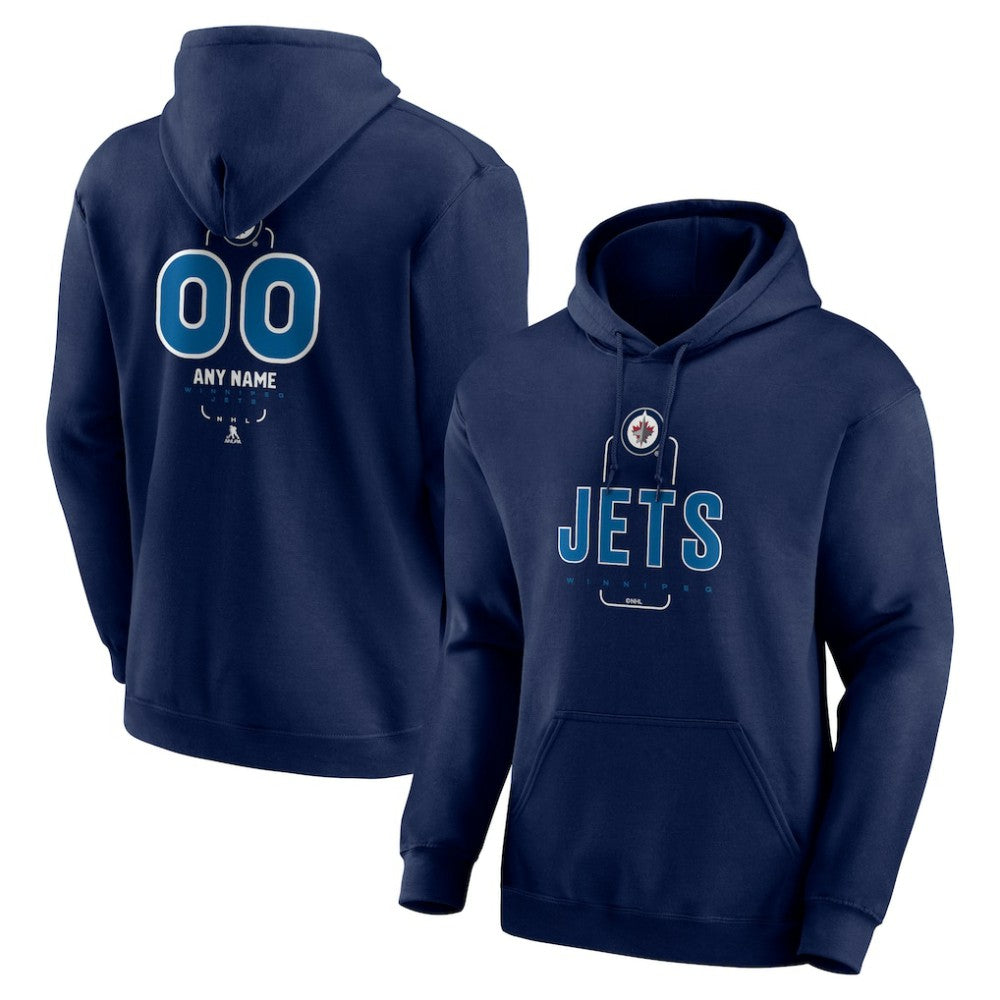 Winnipeg Jets Personalized Name & Number Midfielder Pullover Hoodie - Navy | NHL Clearance
