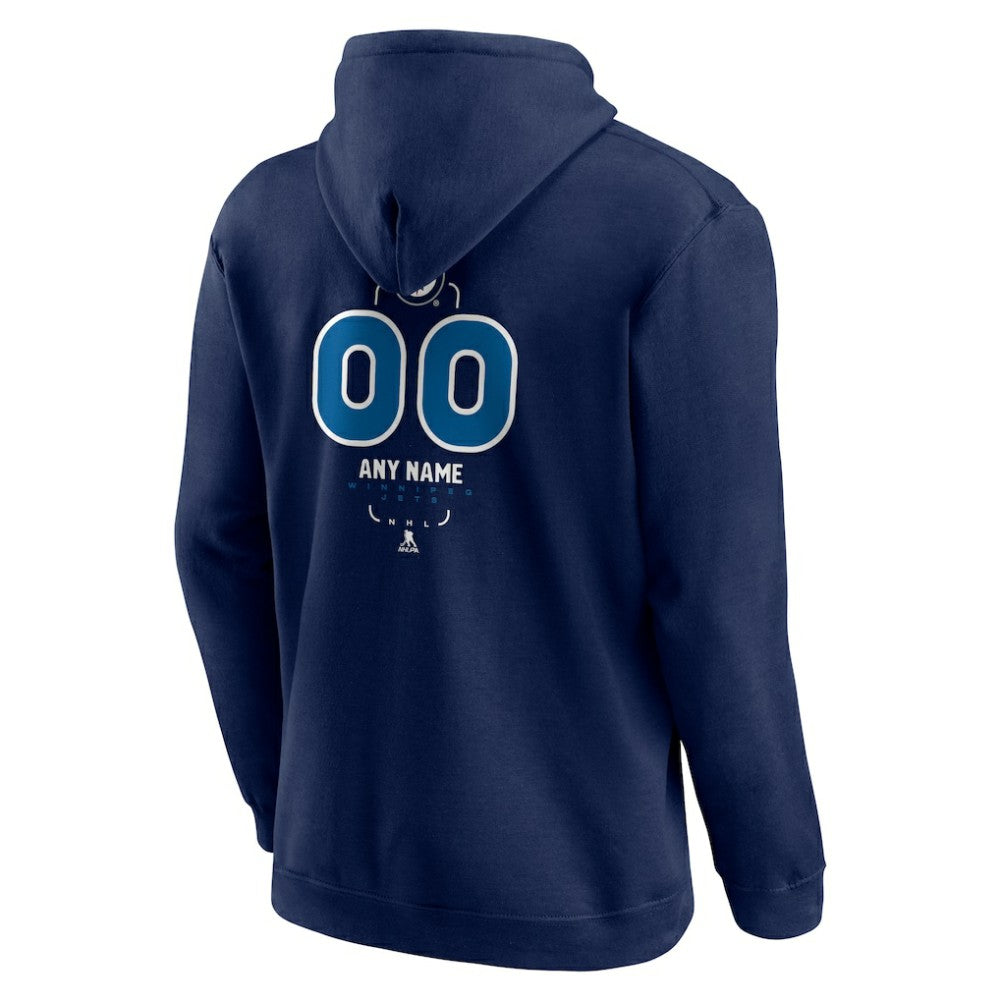 Winnipeg Jets Personalized Name & Number Midfielder Pullover Hoodie - Navy | NHL Clearance