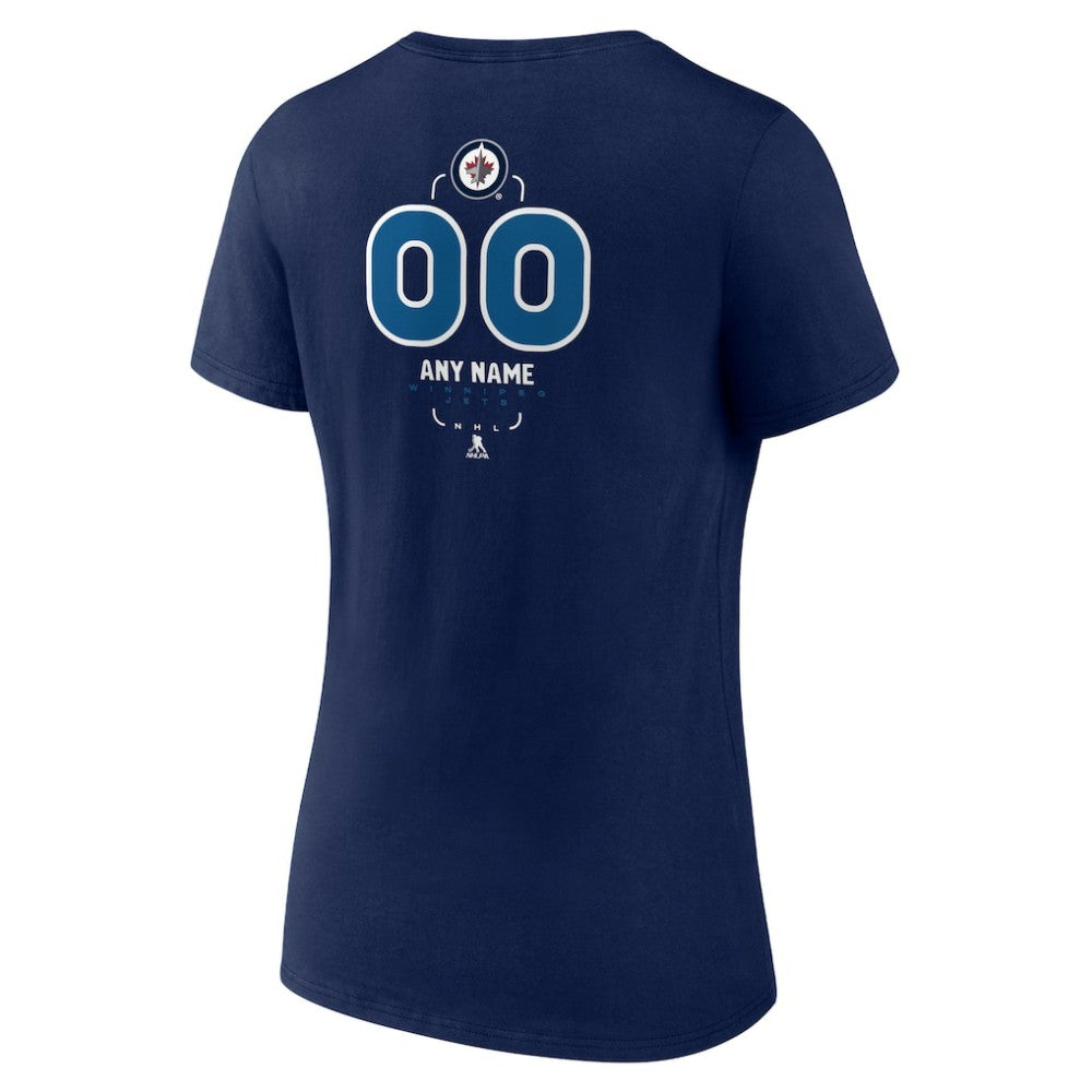 Winnipeg Jets Women's Personalized Name & Number Midfielder V-Neck T-Shirt - Navy | NHL on sale