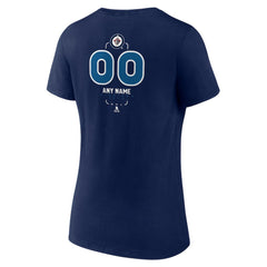 Winnipeg Jets Women's Personalized Name & Number Midfielder V-Neck T-Shirt - Navy | NHL on sale