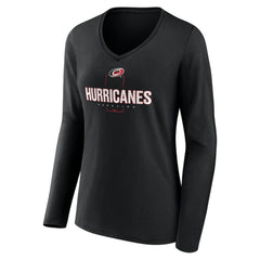Carolina Hurricanes Women's Personalized Name & Number Midfielder Long Sleeve V-Neck T-Shirt - Black | NHL Lifestyle