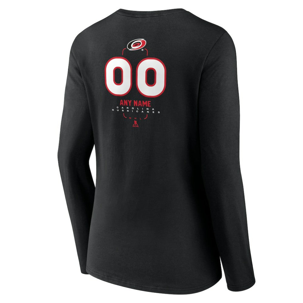Carolina Hurricanes Women's Personalized Name & Number Midfielder Long Sleeve V-Neck T-Shirt - Black | NHL Lifestyle
