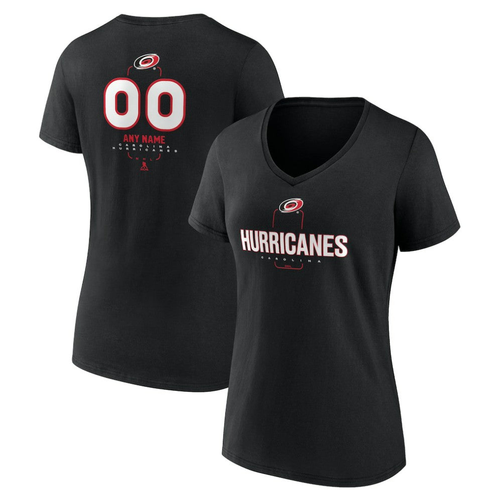 Carolina Hurricanes Women's Personalized Name & Number Midfielder V-Neck T-Shirt - Black | NHL online