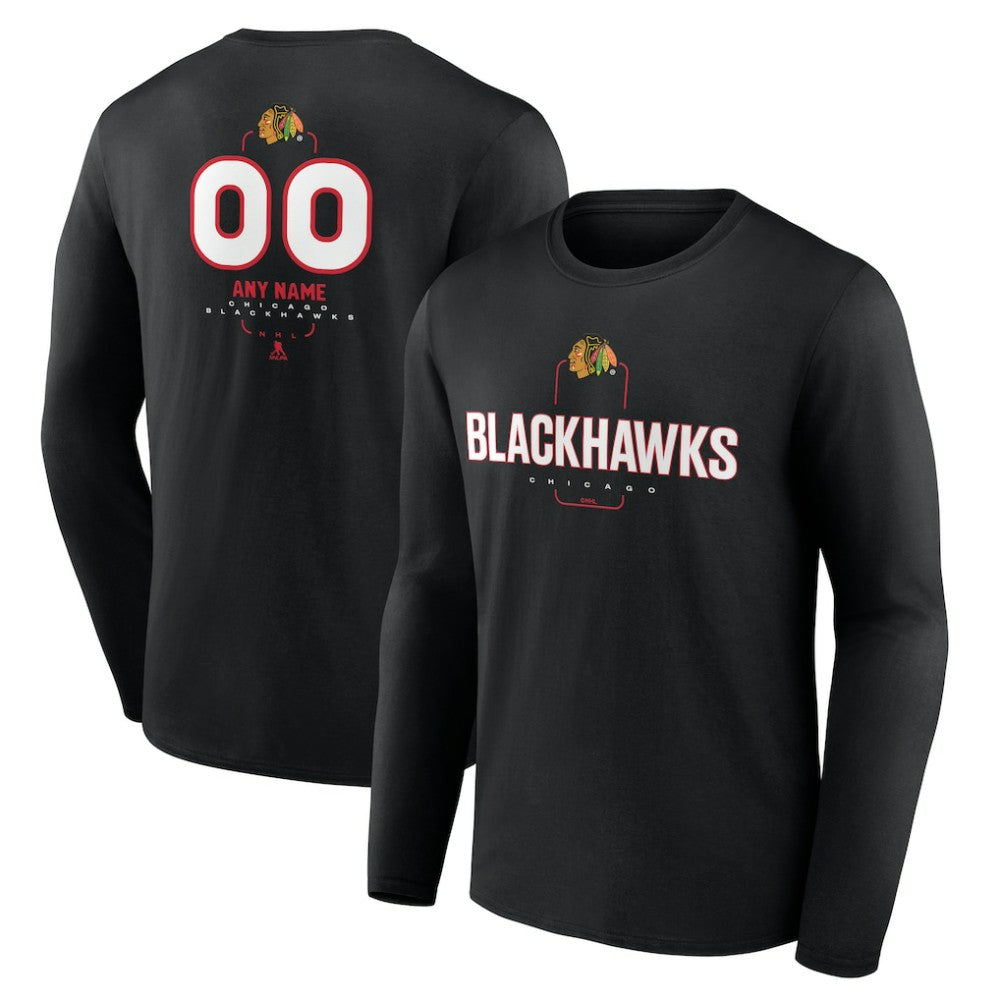 Chicago Blackhawks Personalized Name & Number Midfielder Long Sleeve T-Shirt - Black | NHL online