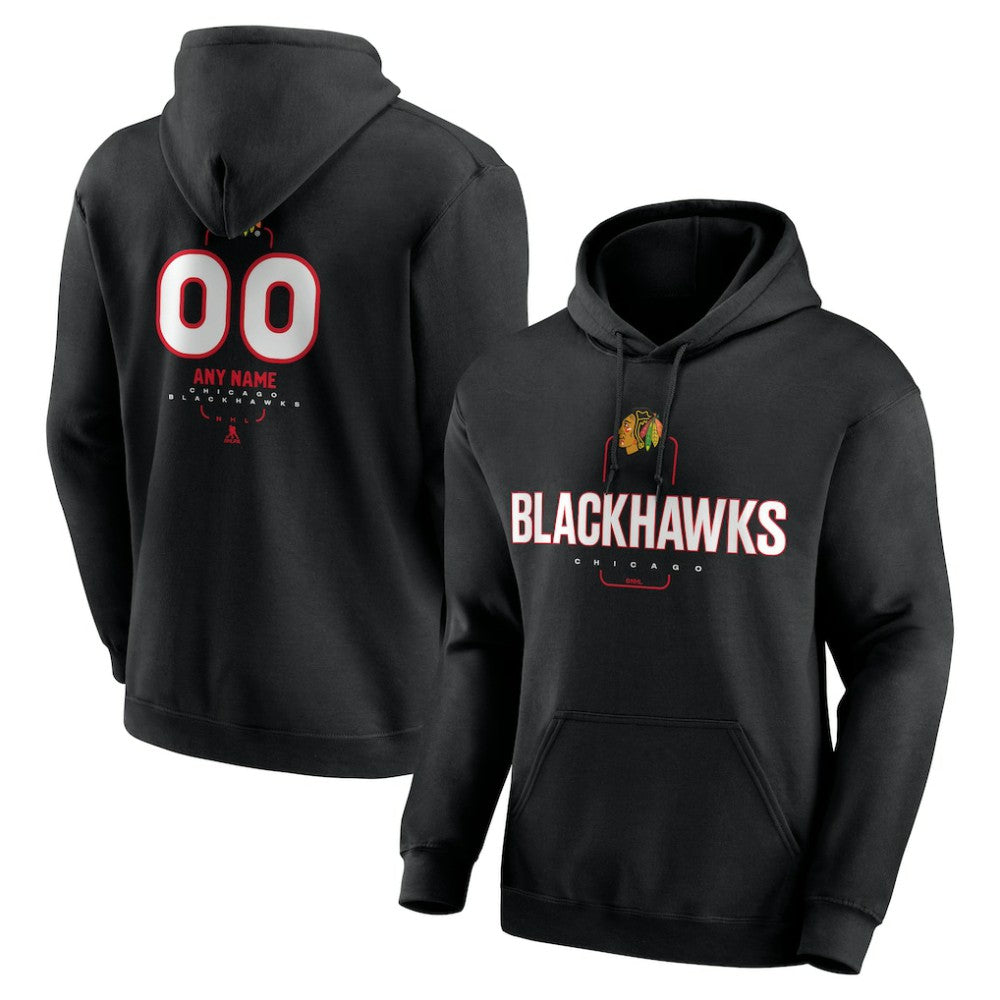 Chicago Blackhawks Personalized Name & Number Midfielder Pullover Hoodie - Black | NHL online