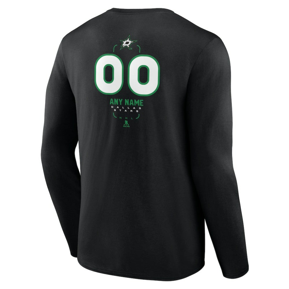 Dallas Stars Personalized Name & Number Midfielder Long Sleeve T-Shirt - Black | NHL online