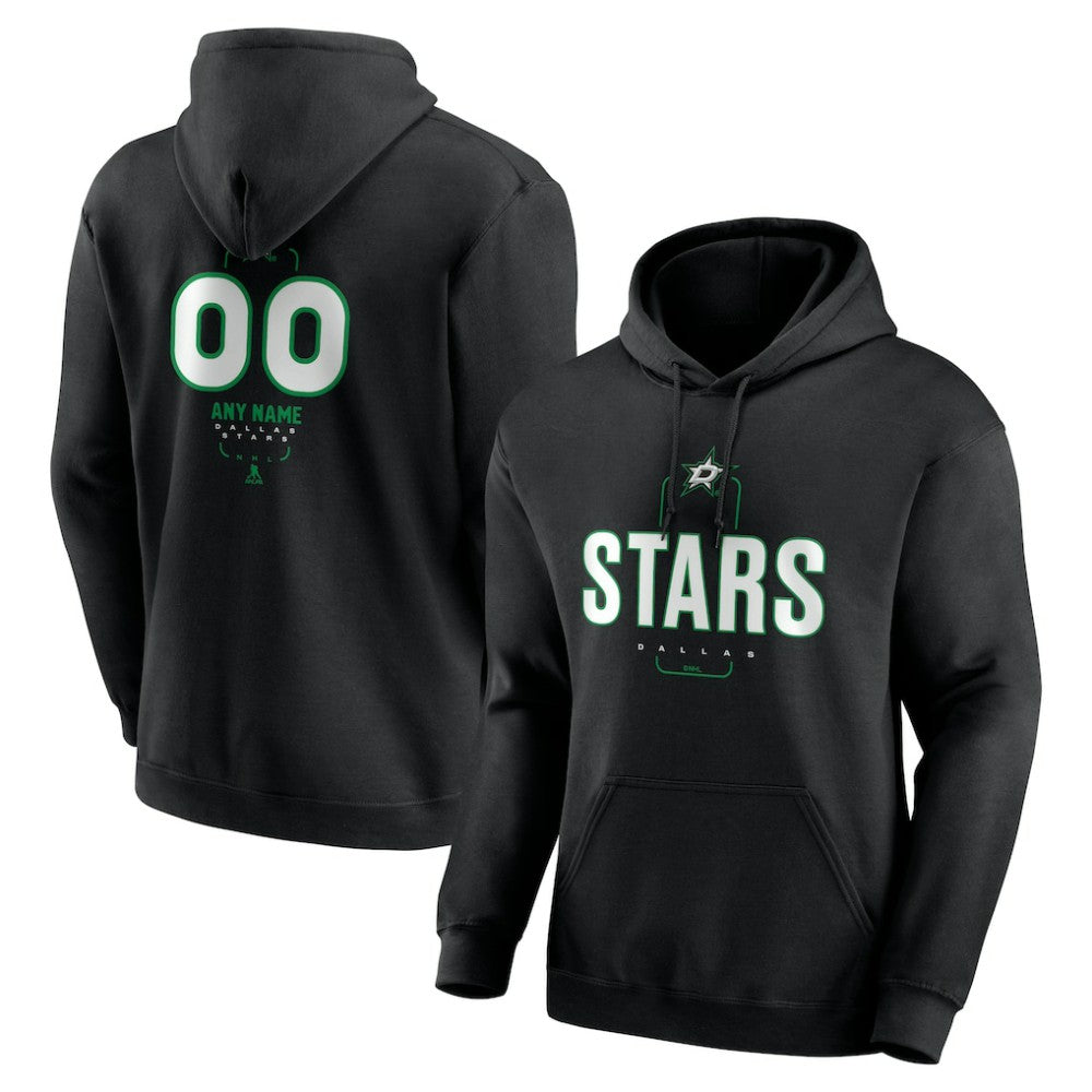 Dallas Stars Personalized Name & Number Midfielder Pullover Hoodie - Black | NHL Lifestyle