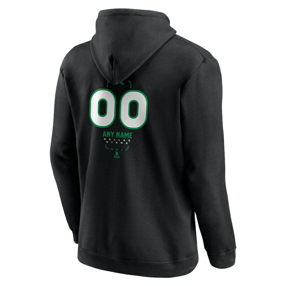 Dallas Stars Personalized Name & Number Midfielder Pullover Hoodie - Black | NHL Lifestyle