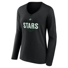 Dallas Stars Women's Personalized Name & Number Midfielder Long Sleeve V-Neck T-Shirt - Black | NHL Clearance