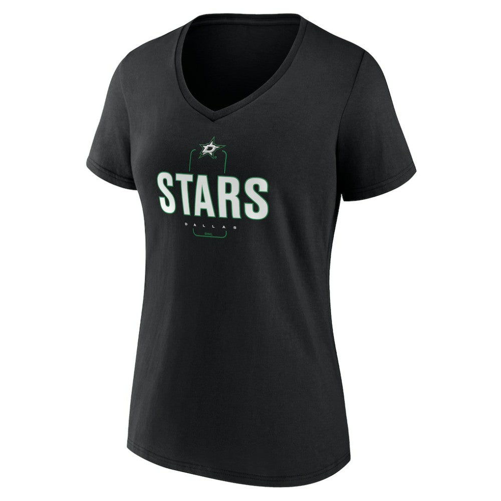 Dallas Stars Women's Personalized Name & Number Midfielder V-Neck T-Shirt - Black | NHL Clearance