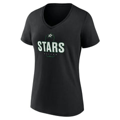 Dallas Stars Women's Personalized Name & Number Midfielder V-Neck T-Shirt - Black | NHL Clearance