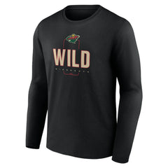 Minnesota Wild Personalized Name & Number Midfielder Long Sleeve T-Shirt - Black | NHL Clearance