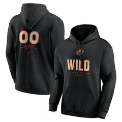 Minnesota Wild Personalized Name & Number Midfielder Pullover Hoodie - Black | NHL Clearance