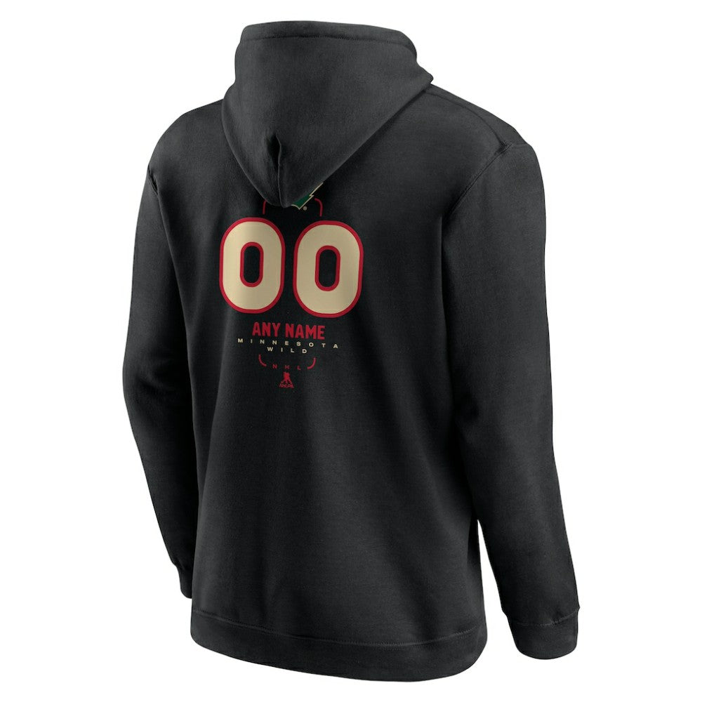 Minnesota Wild Personalized Name & Number Midfielder Pullover Hoodie - Black | NHL Clearance