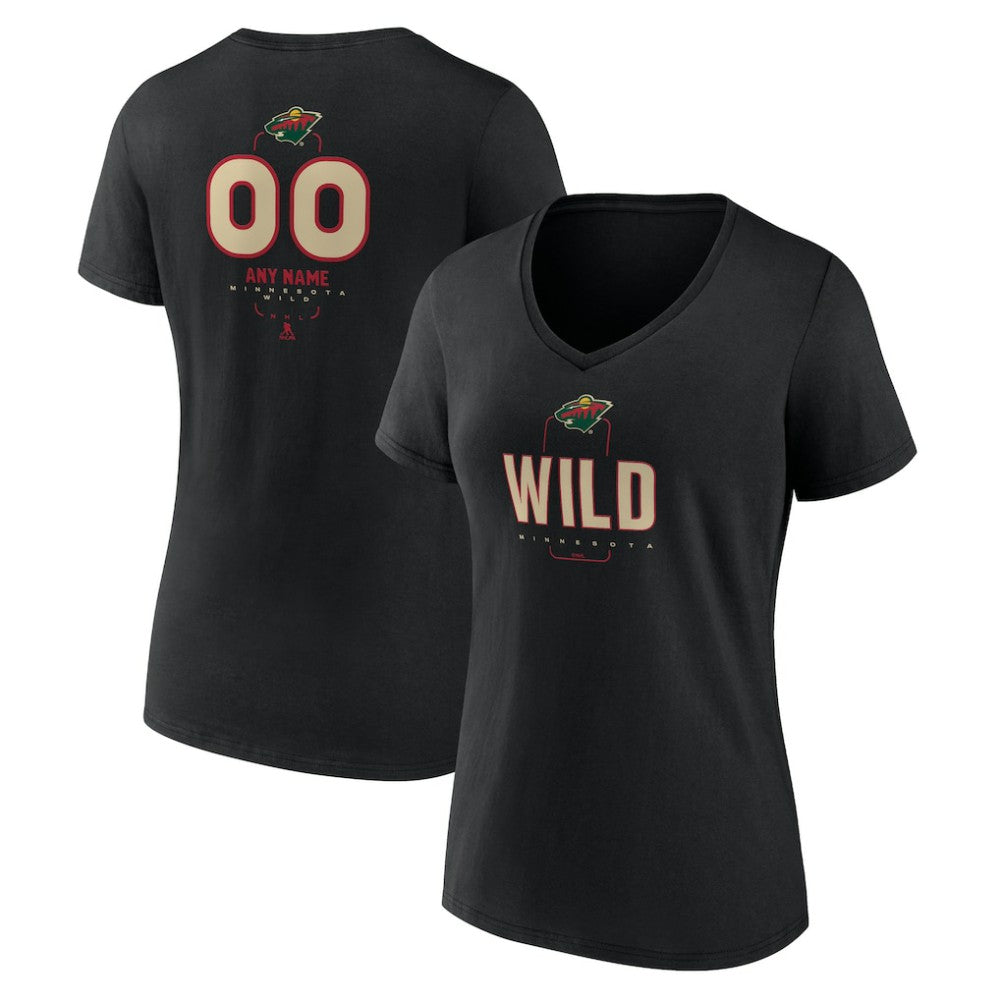 Minnesota Wild Women's Personalized Name & Number Midfielder V-Neck T-Shirt - Black | NHL near me