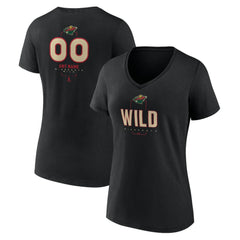 Minnesota Wild Women's Personalized Name & Number Midfielder V-Neck T-Shirt - Black | NHL near me