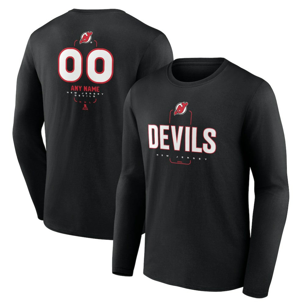 New Jersey Devils Personalized Name & Number Midfielder Long Sleeve T-Shirt - Black | NHL Lifestyle
