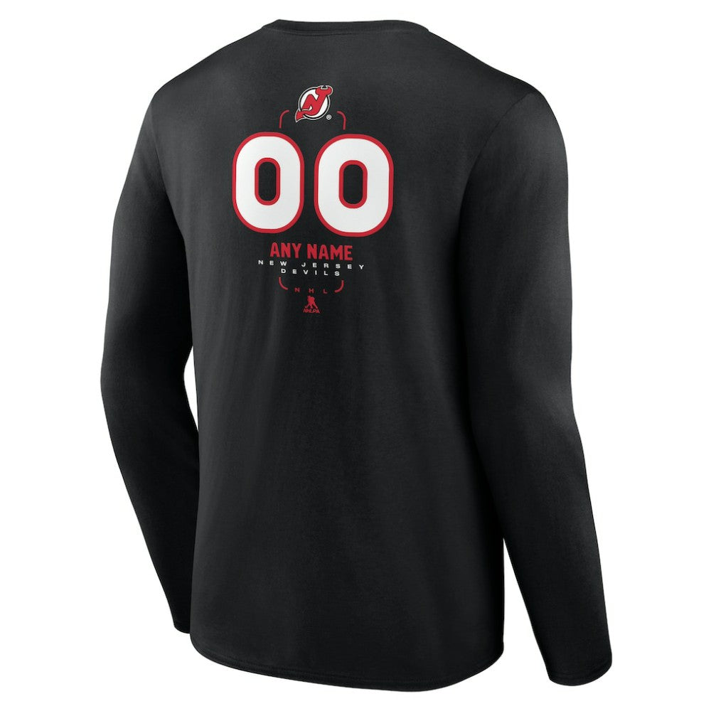 New Jersey Devils Personalized Name & Number Midfielder Long Sleeve T-Shirt - Black | NHL Lifestyle