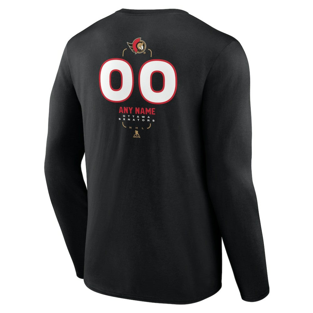 Ottawa Senators Personalized Name & Number Midfielder Long Sleeve T-Shirt - Black | NHL online
