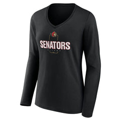Ottawa Senators Women's Personalized Name & Number Midfielder Long Sleeve V-Neck T-Shirt - Black | NHL on sale