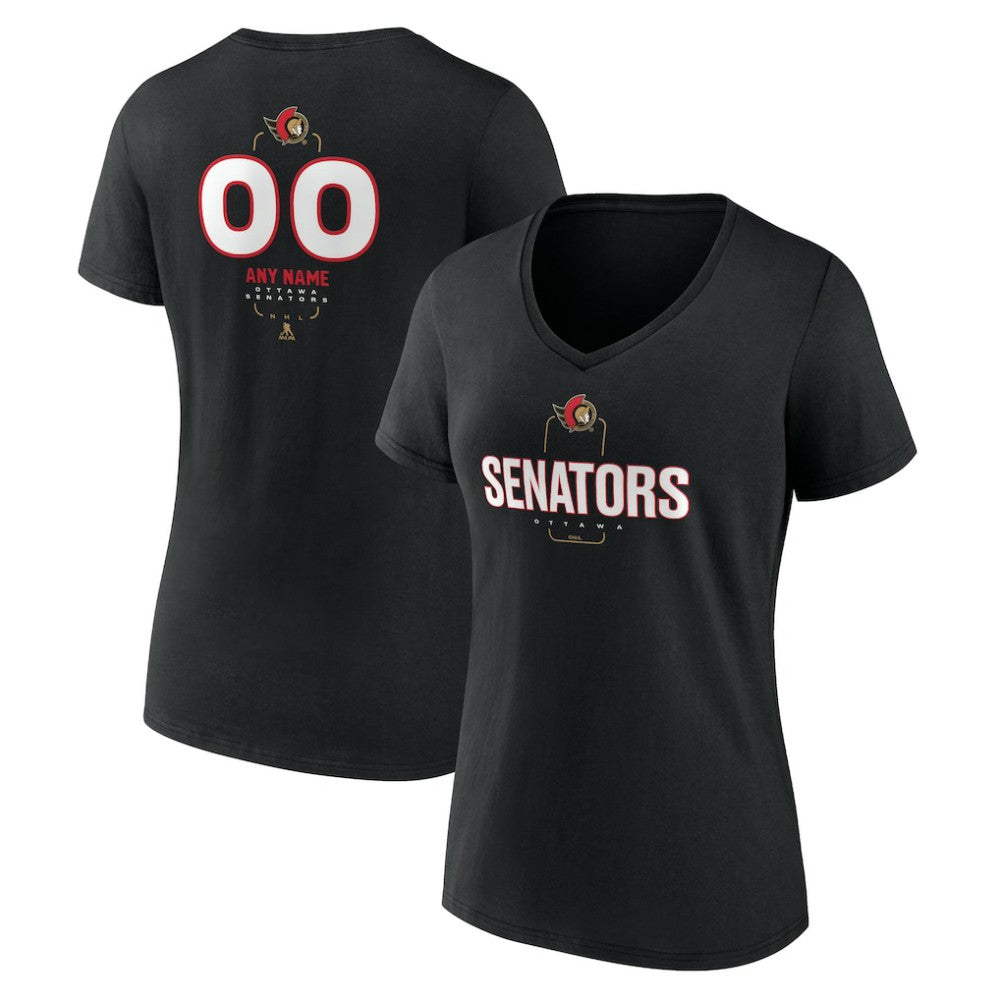 Ottawa Senators Women's Personalized Name & Number Midfielder V-Neck T-Shirt - Black | NHL on sale