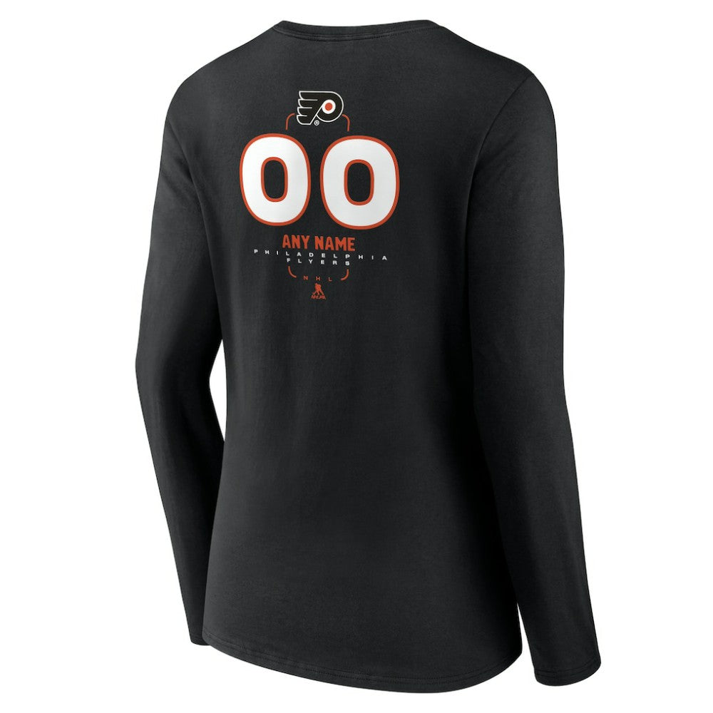 Philadelphia Flyers Women's Personalized Name & Number Midfielder Long Sleeve V-Neck T-Shirt - Black | NHL Clearance