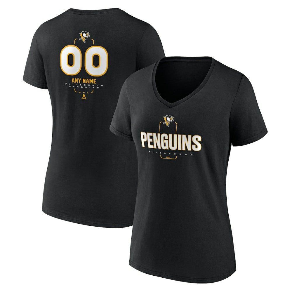 Pittsburgh Penguins Women's Personalized Name & Number Midfielder V-Neck T-Shirt - Black | NHL on sale