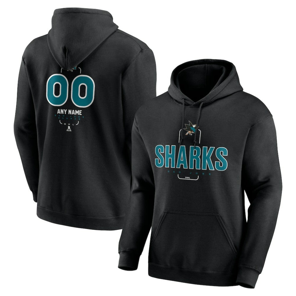 San Jose Sharks Personalized Name & Number Midfielder Pullover Hoodie - Black | NHL sale