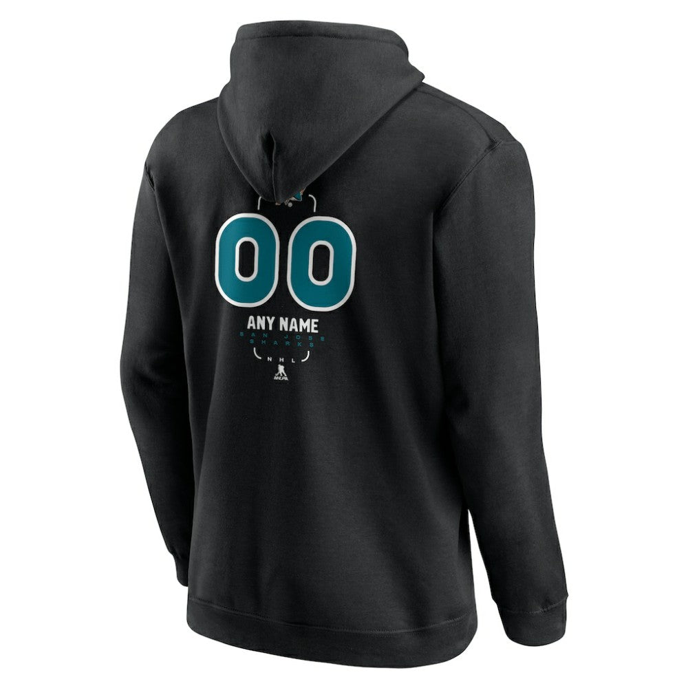 San Jose Sharks Personalized Name & Number Midfielder Pullover Hoodie - Black | NHL sale
