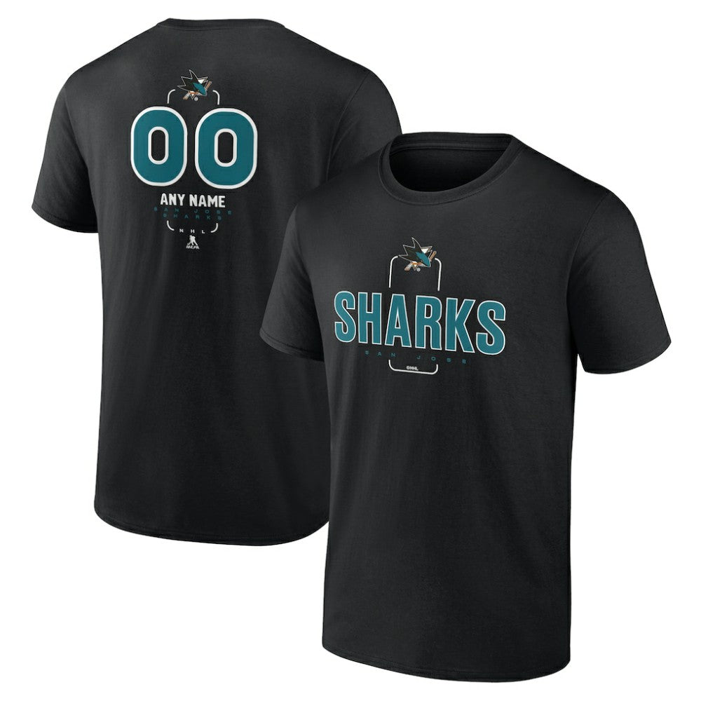 San Jose Sharks Personalized Name & Number Midfielder T-Shirt - Black | NHL Lifestyle