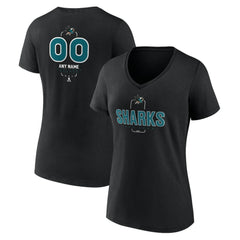 San Jose Sharks Women's Personalized Name & Number Midfielder V-Neck T-Shirt - Black | NHL Clearance