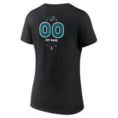 San Jose Sharks Women's Personalized Name & Number Midfielder V-Neck T-Shirt - Black | NHL Clearance
