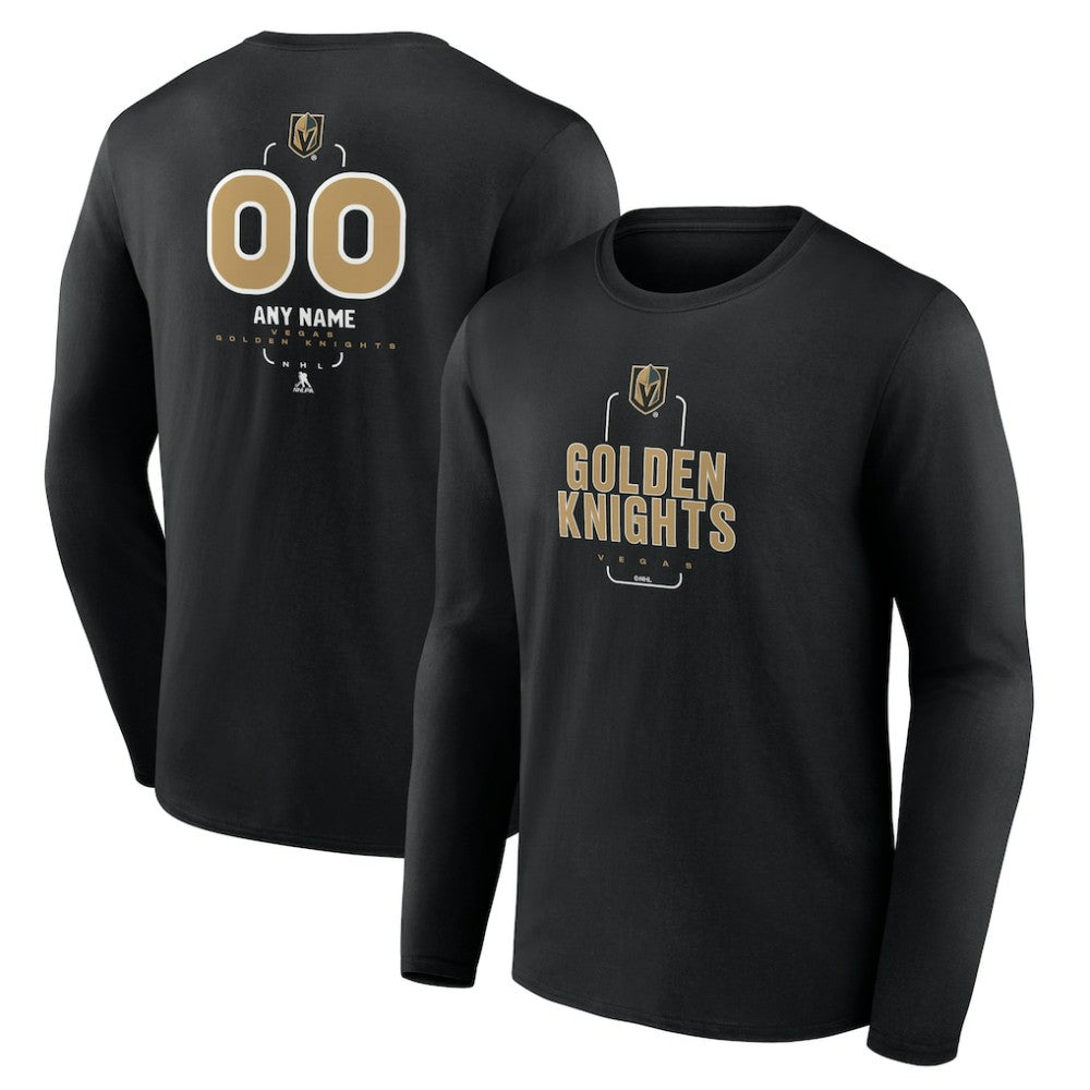 Vegas Golden Knights Personalized Name & Number Midfielder Long Sleeve T-Shirt - Black | NHL sale