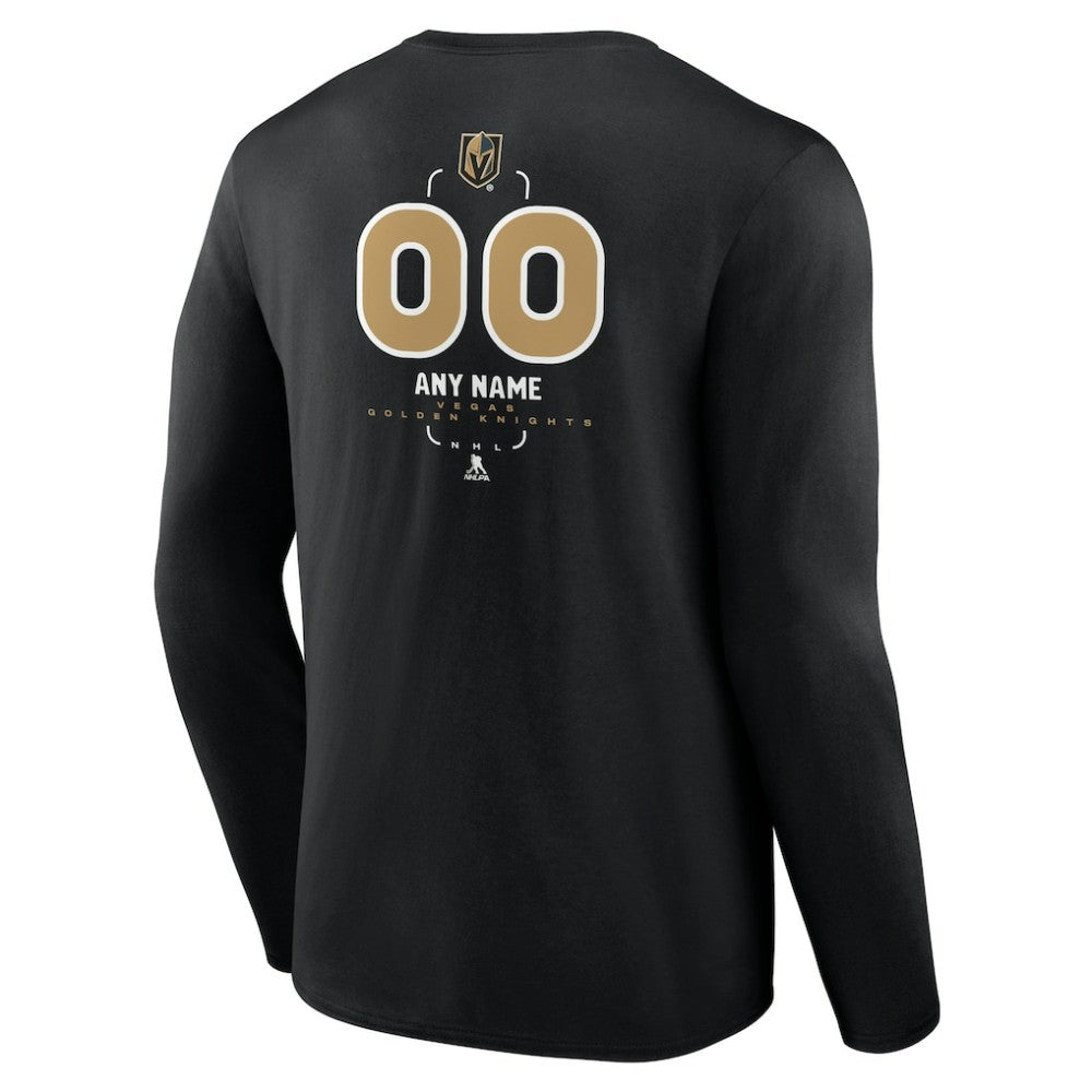 Vegas Golden Knights Personalized Name & Number Midfielder Long Sleeve T-Shirt - Black | NHL sale
