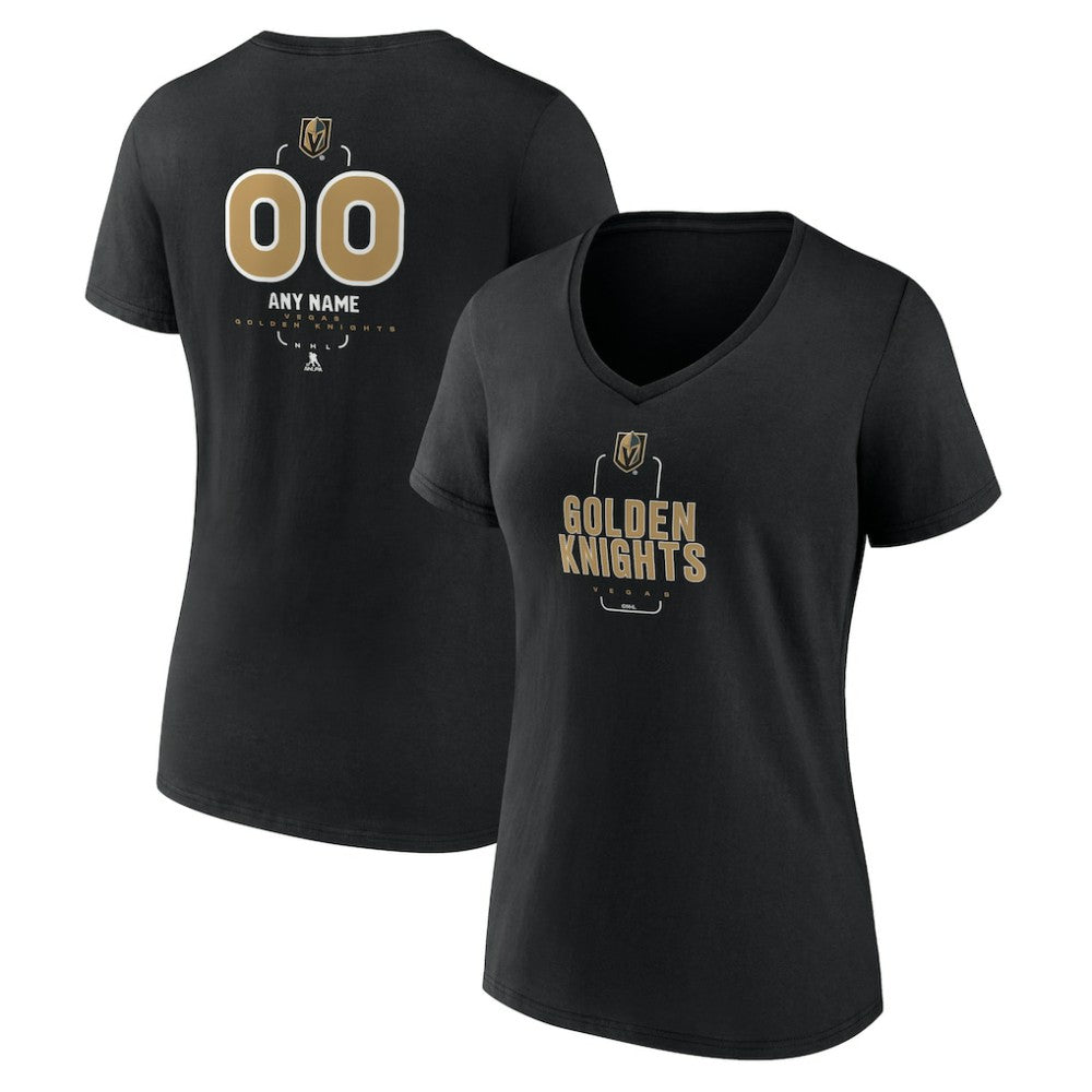 Vegas Golden Knights Women's Personalized Name & Number Midfielder V-Neck T-Shirt - Black | NHL near me
