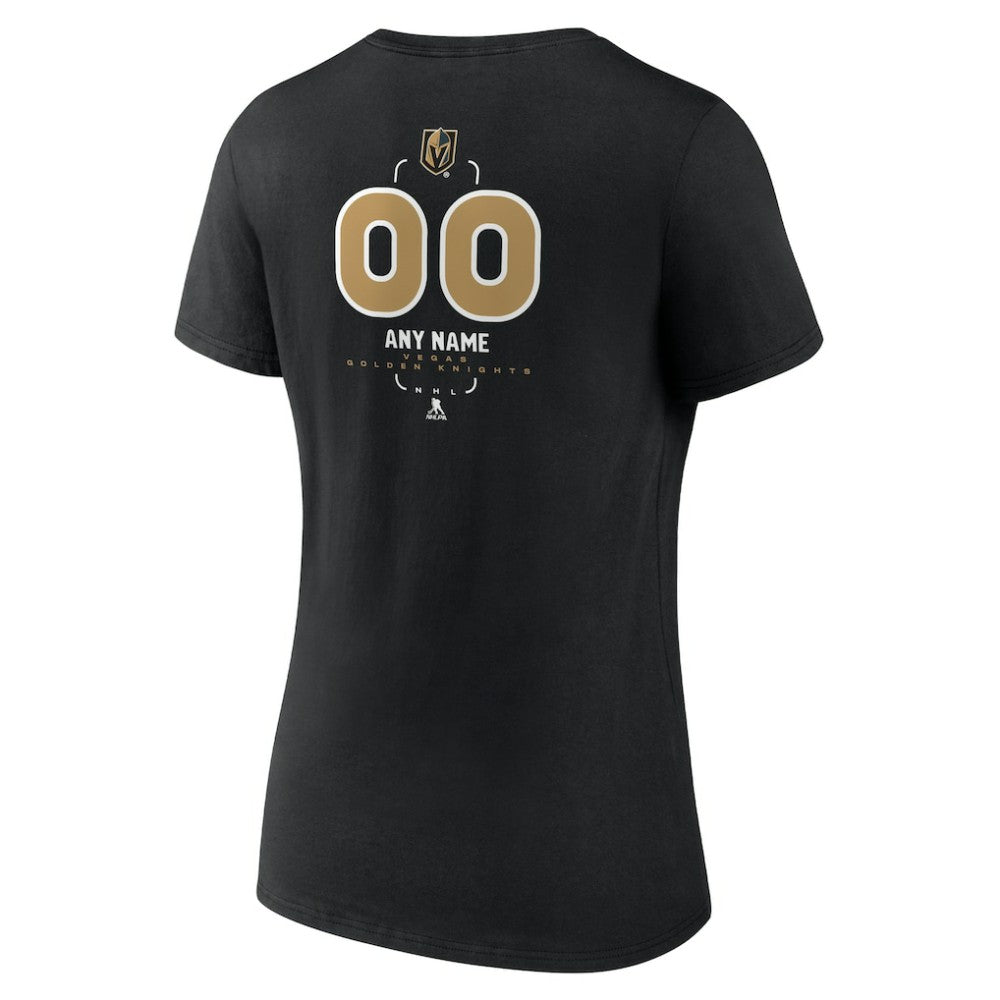 Vegas Golden Knights Women's Personalized Name & Number Midfielder V-Neck T-Shirt - Black | NHL near me
