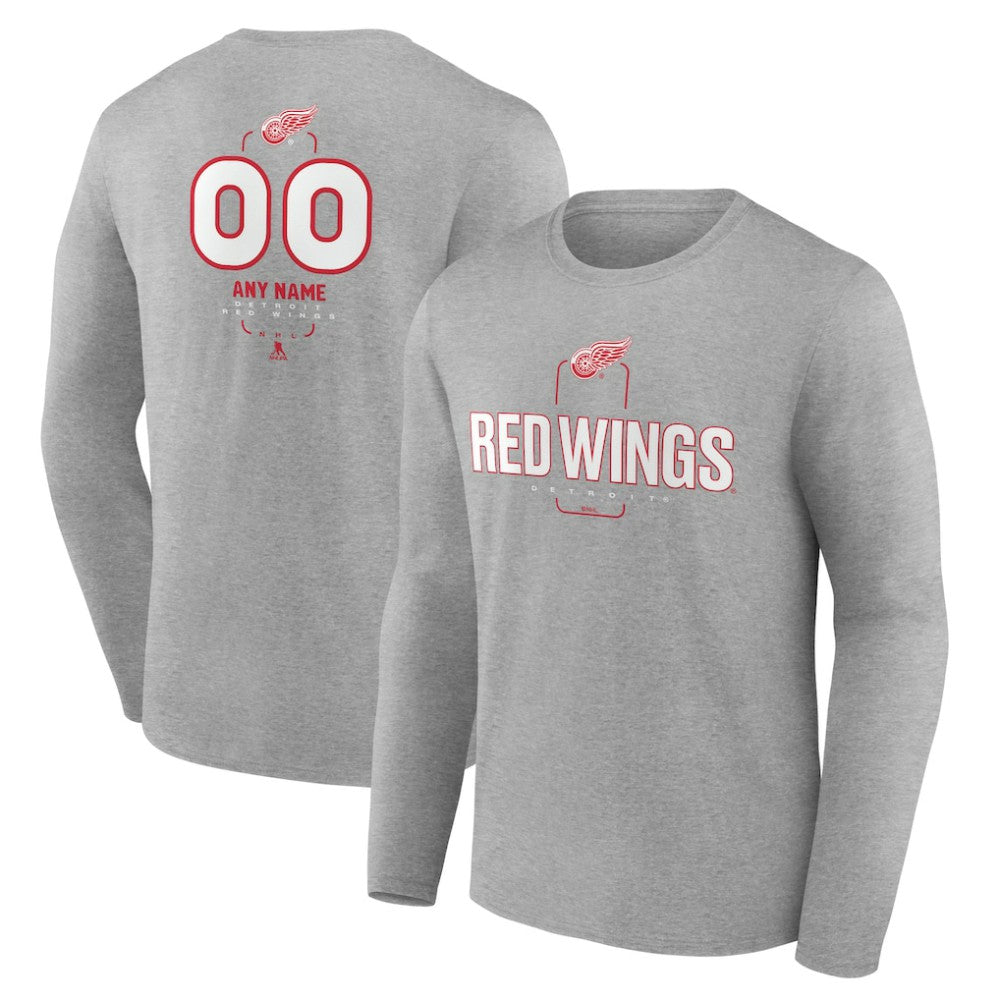 Detroit Red Wings Personalized Name & Number Midfielder Long Sleeve T-Shirt - Gray | NHL discount