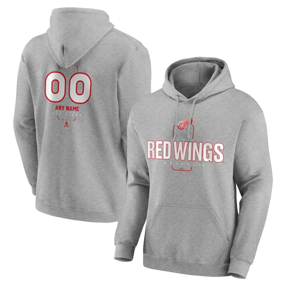 Detroit Red Wings Personalized Name & Number Midfielder Pullover Hoodie - Gray | NHL sale